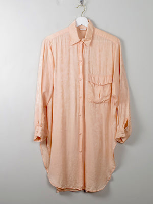 Women's Vintage Peach Silk Long Blouse S - The Harlequin