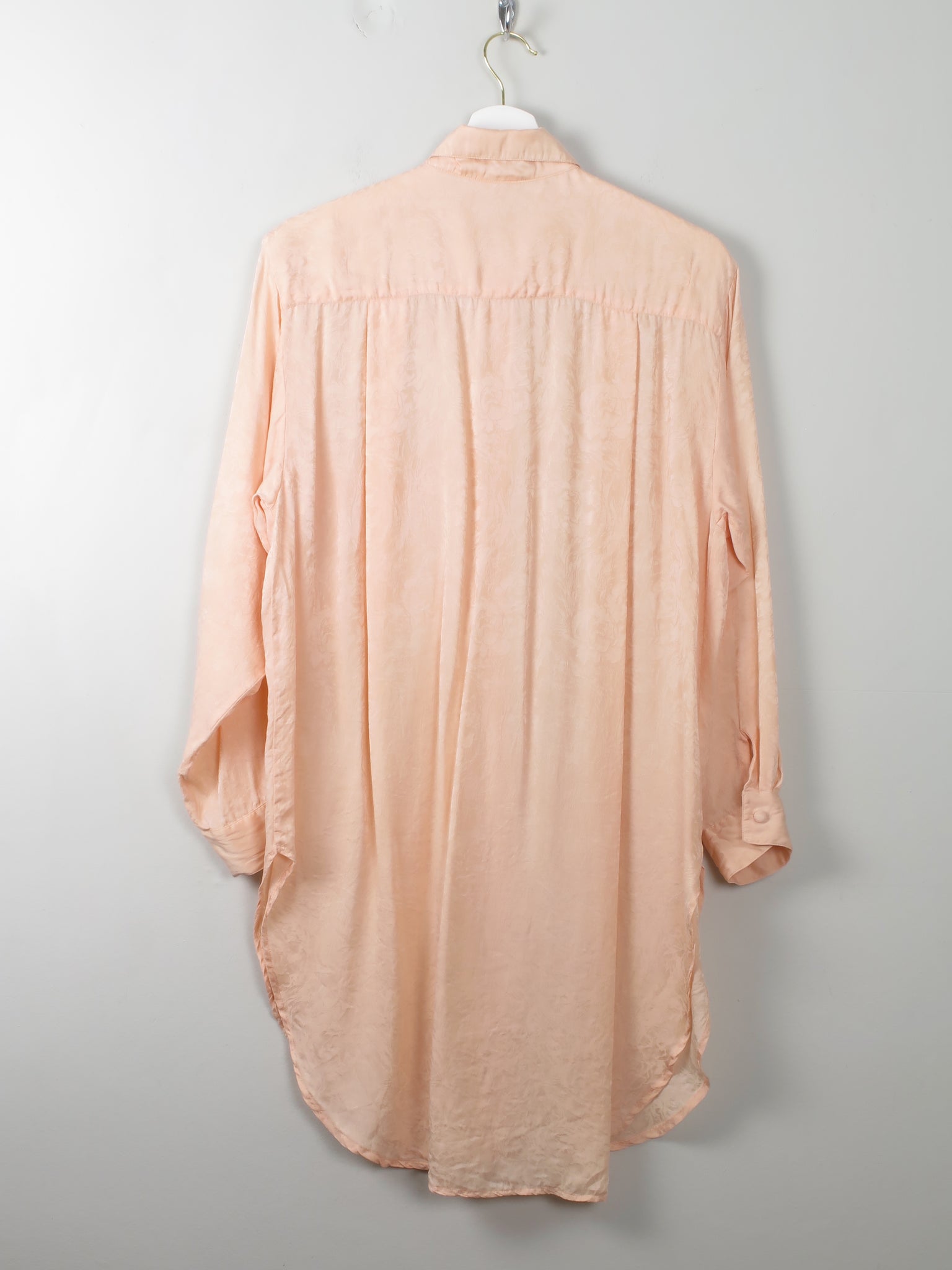 Women's Vintage Peach Silk Long Blouse S - The Harlequin