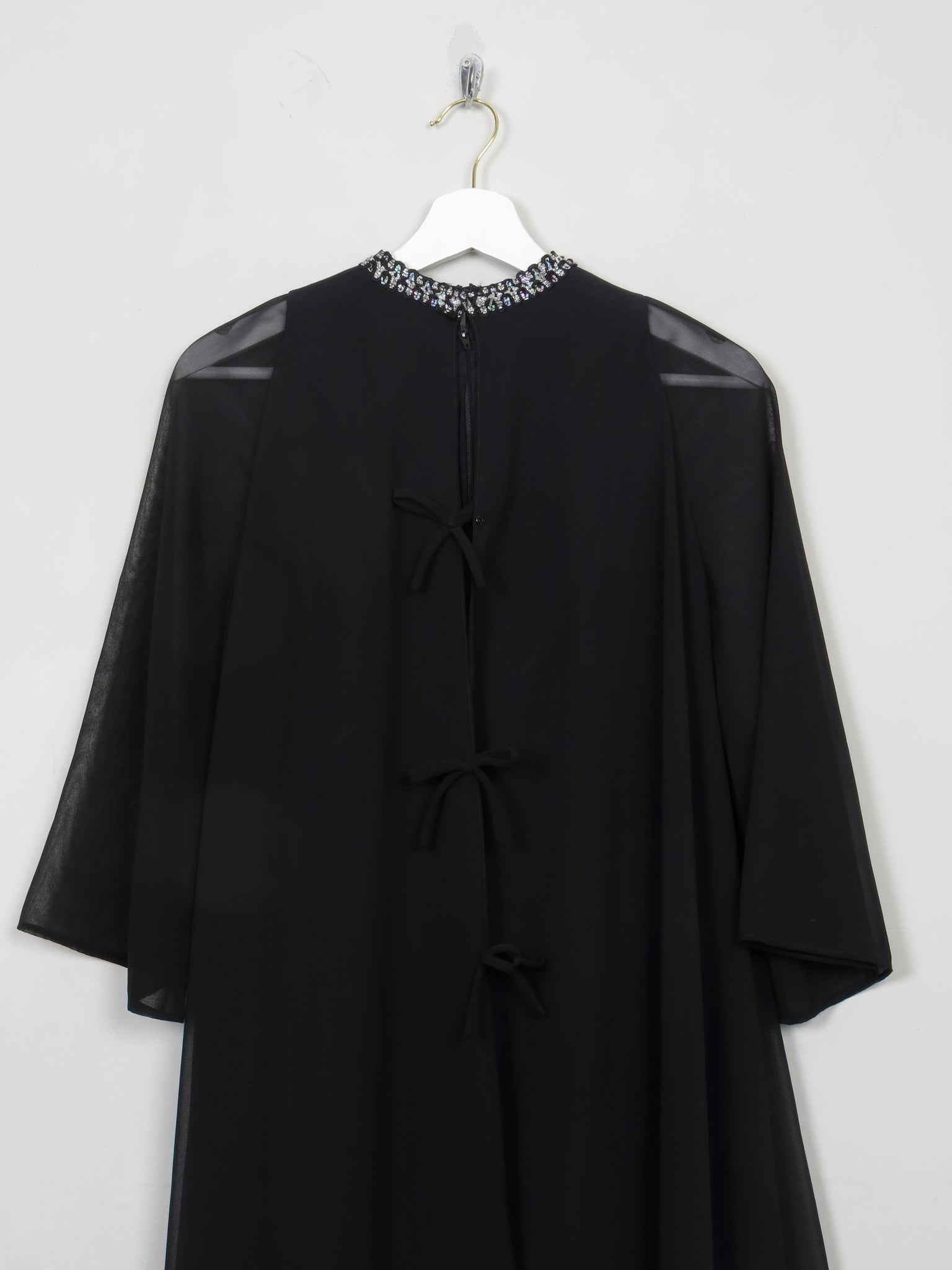 Vintage Black Floaty Midi Length Evening Dress By Roter Couture XS - The Harlequin