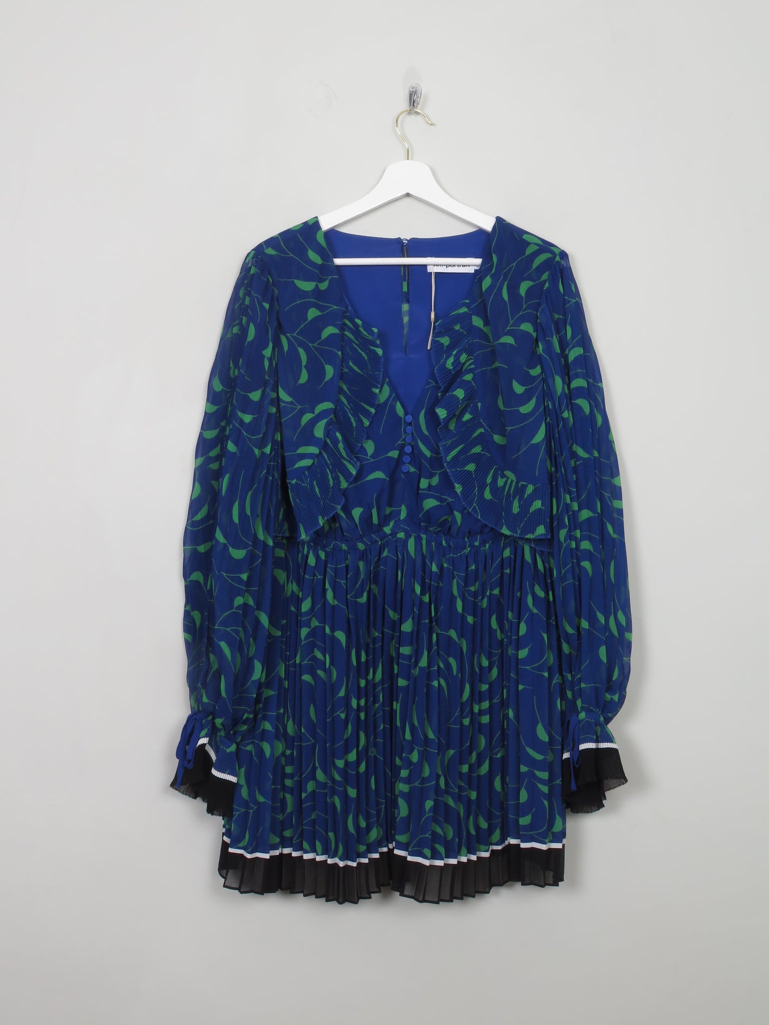 Blue Leaf Print Short Self Portrait Dress 12 - The Harlequin