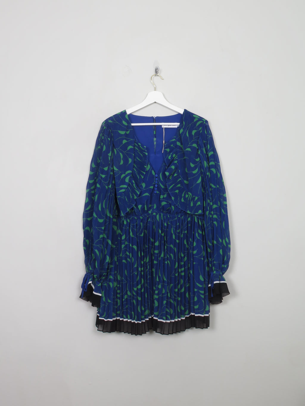 Blue Leaf Print Short Self Portrait Dress 12