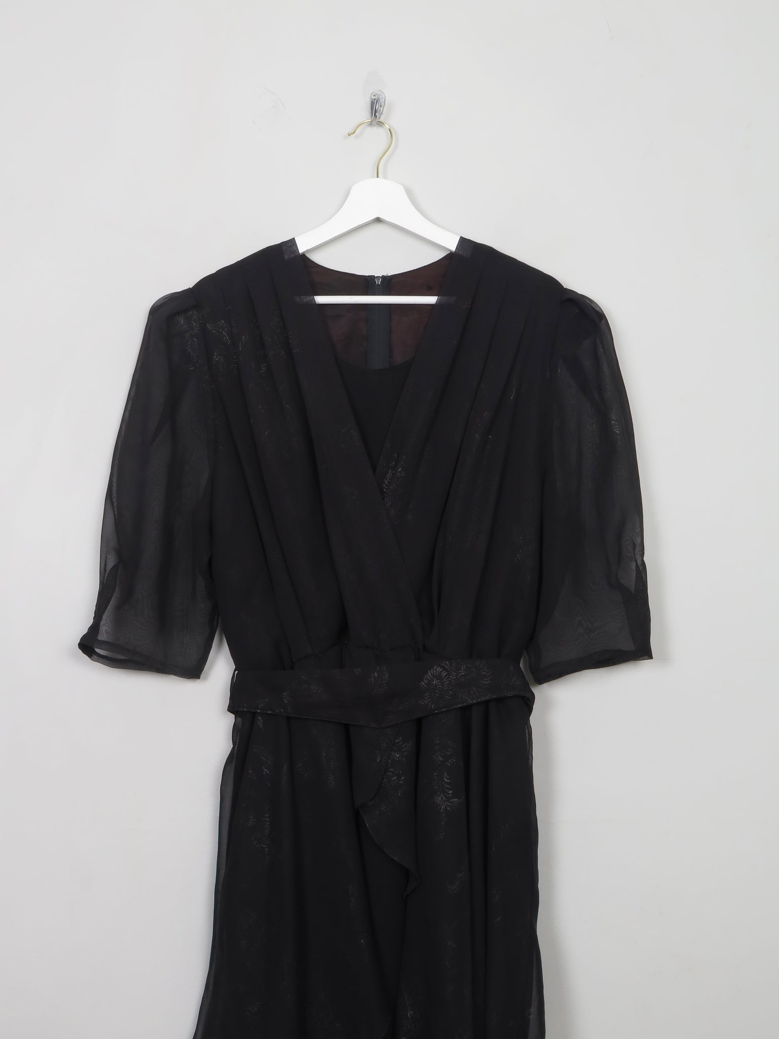 Vintage Black 1980s Peplum Dress L
