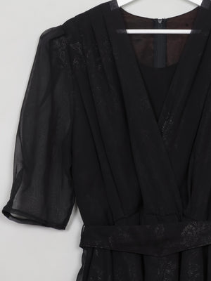 Vintage Black 1980s Peplum Dress L