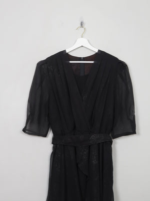 Vintage Black 1980s Peplum Dress L