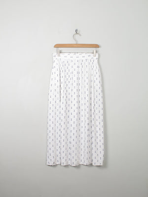 Vintage White Printed Midi Skirt S - The Harlequin