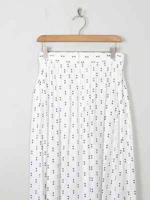 Vintage White Printed Midi Skirt S - The Harlequin