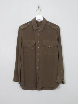 Women's Green Silk Zara Surplus Army Style Blouse S/M - The Harlequin