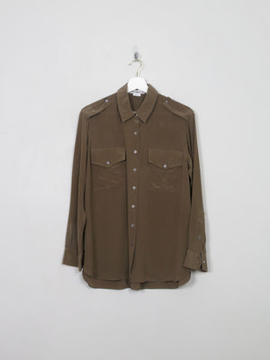 Women's Green Silk Zara Surplus Army Style Blouse S/M - The Harlequin