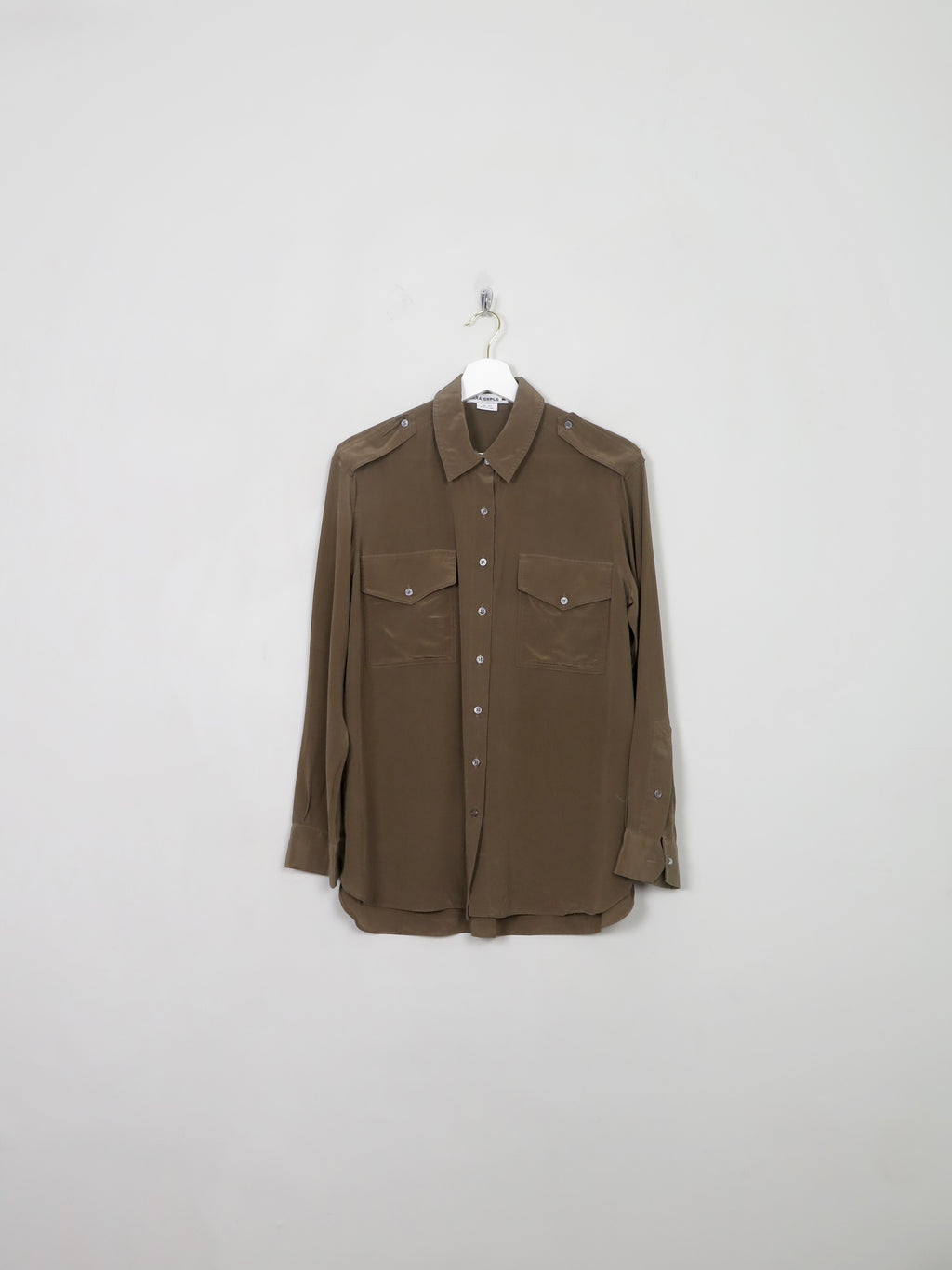 Green Silk Zara Surplus Army Style Blouse S/M