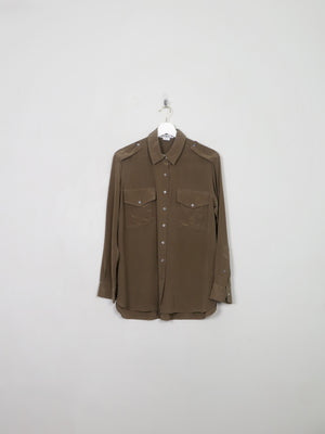 Women's Green Silk Zara Surplus Army Style Blouse S/M - The Harlequin
