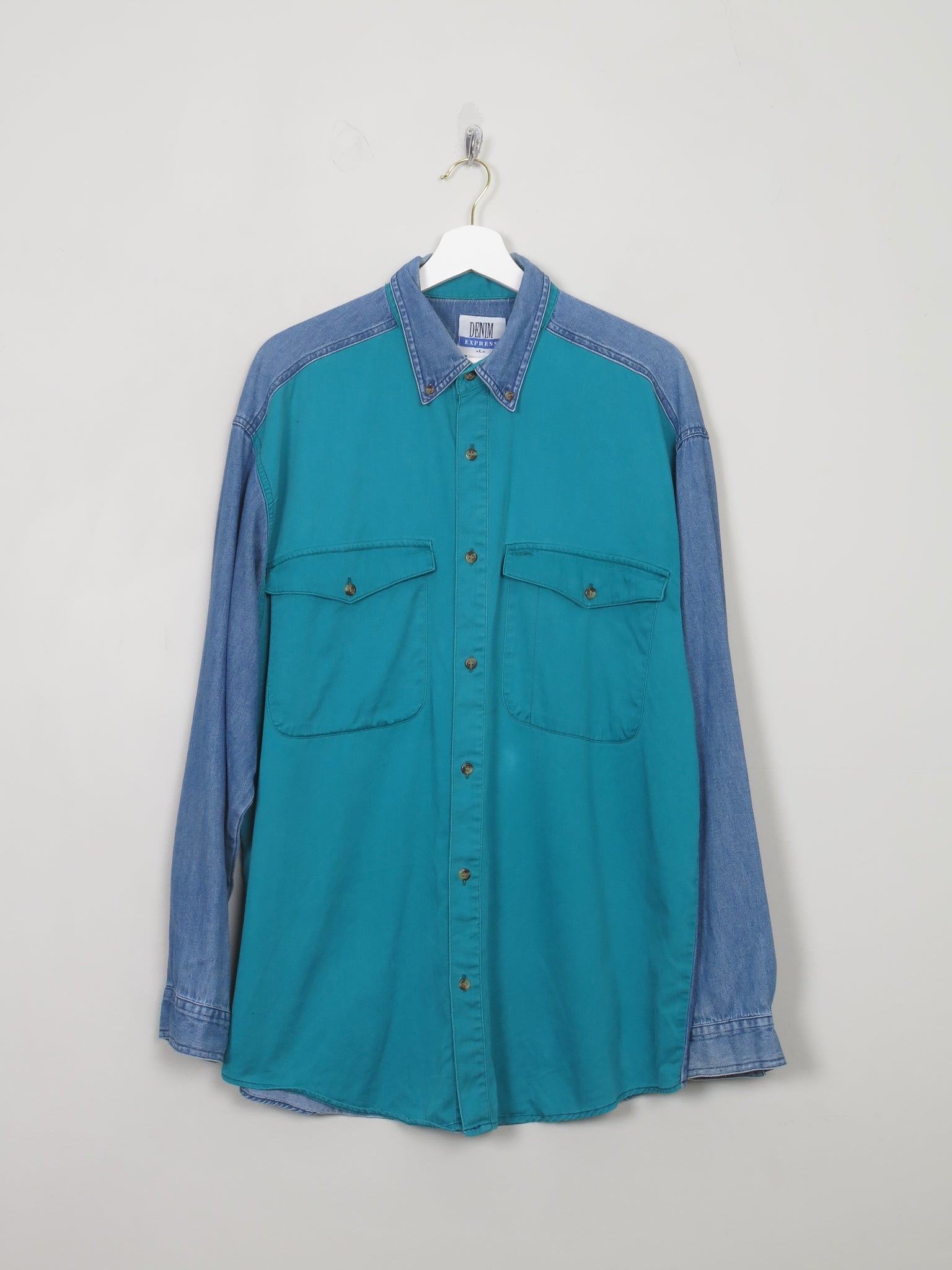 Men's 80s Vintage Denim Shirt L