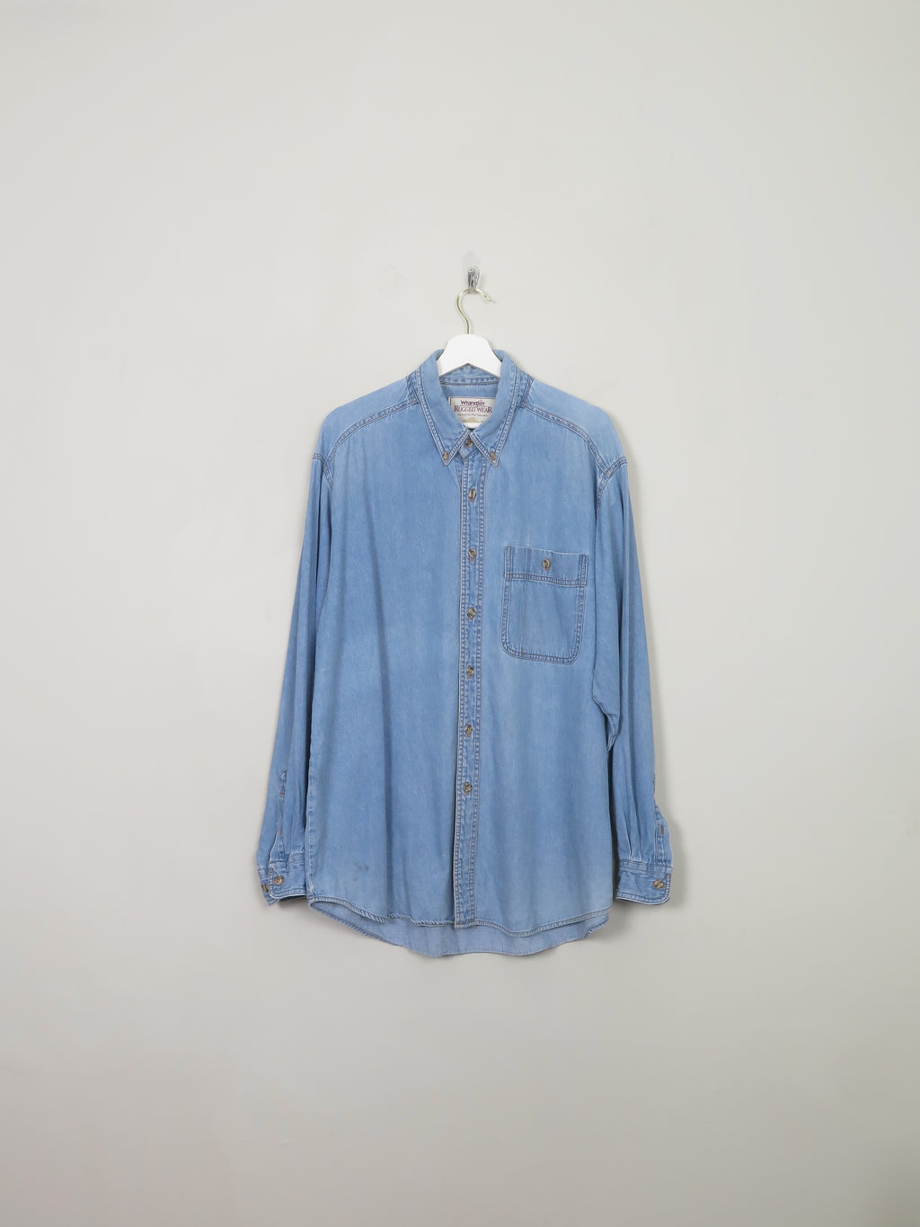 Men's Vintage Wrangler Blue Denim Shirt L