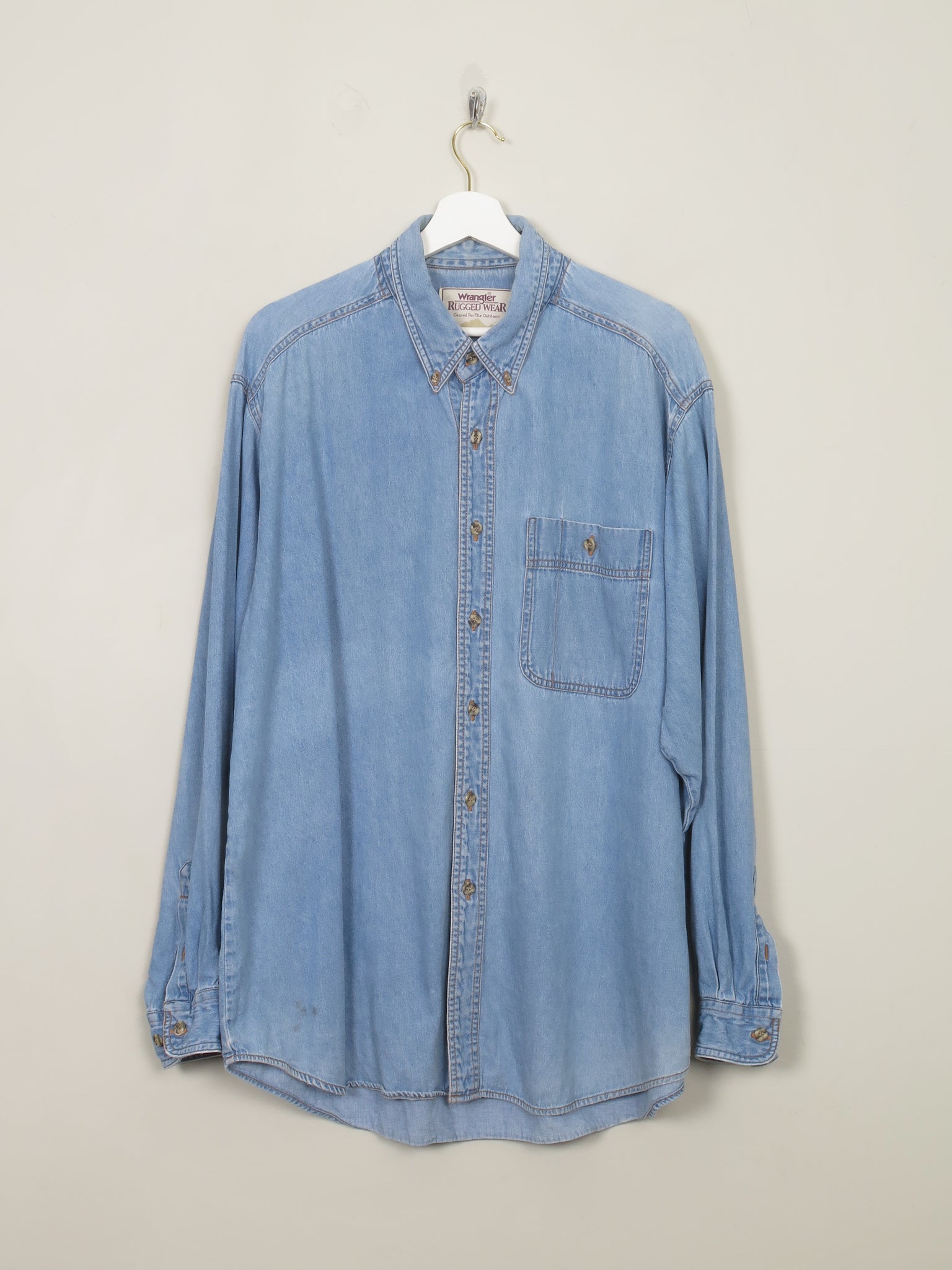 Men's Vintage Wrangler Blue Denim Shirt L