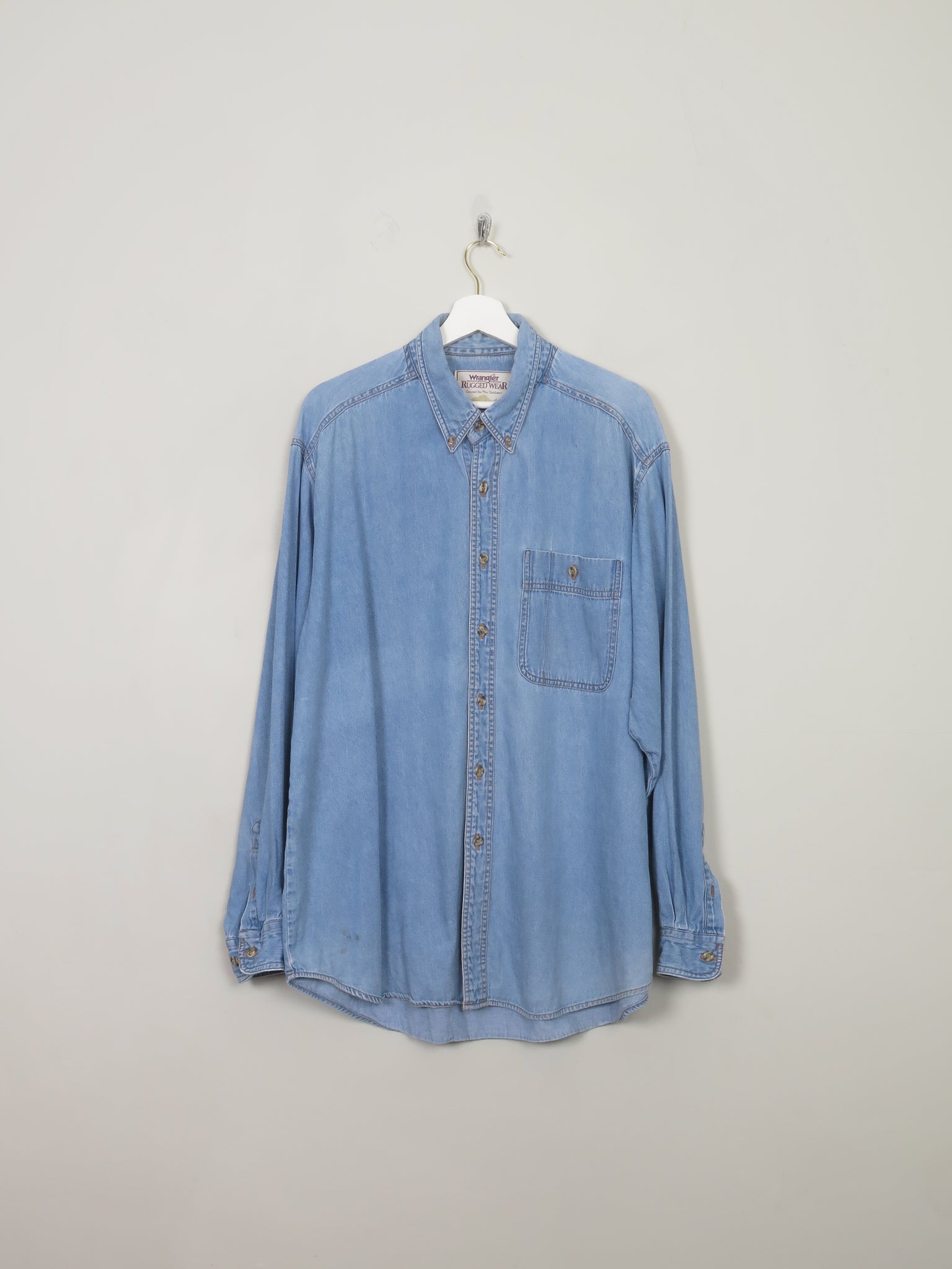 Men's Vintage Wrangler Blue Denim Shirt L