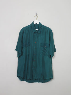Men's Vintage Green Silk Shirt L