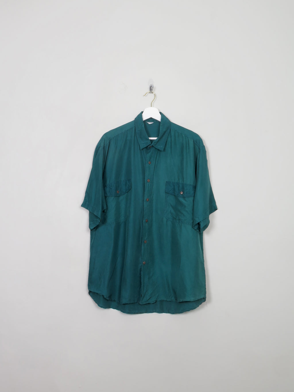 Men's Vintage Green Silk Shirt L
