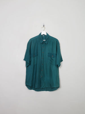 Men's Vintage Green Silk Shirt L