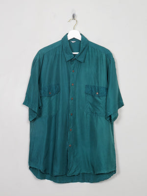 Men's Vintage Green Silk Shirt L
