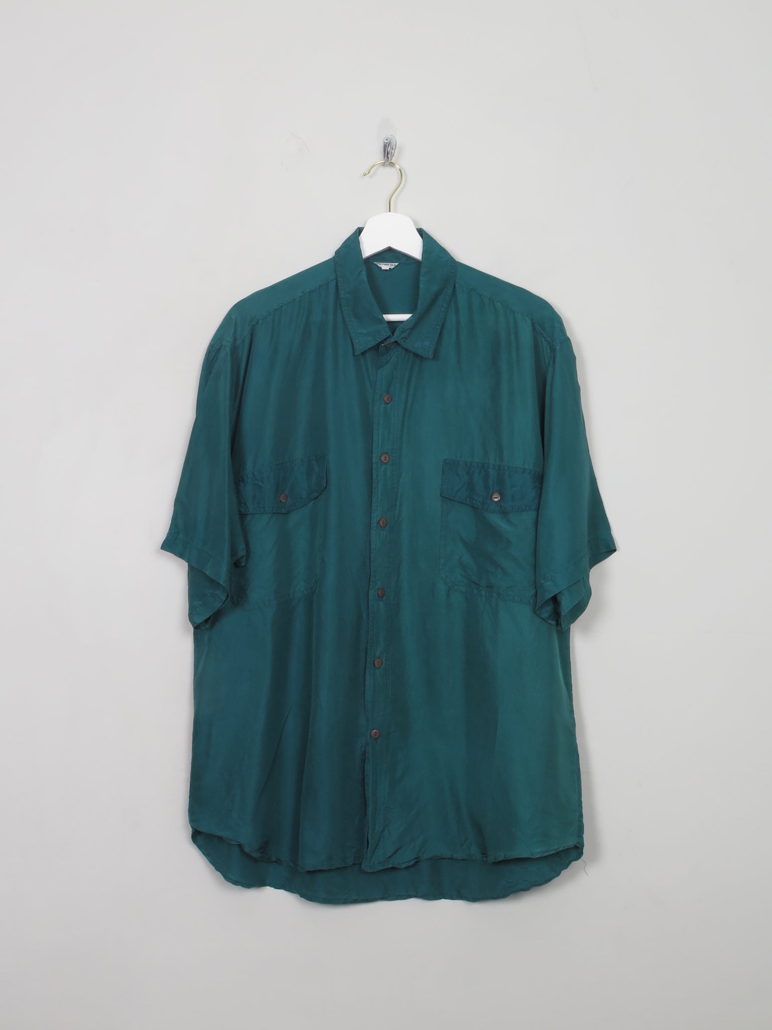 Men's Vintage Green Silk Shirt L