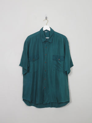 Men's Vintage Green Silk Shirt L