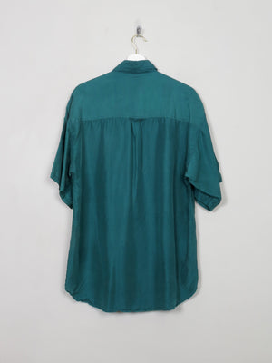 Men's Vintage Green Silk Shirt L
