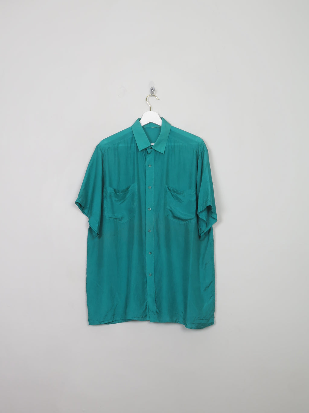 Men's Vintage Green Silk Shirt L