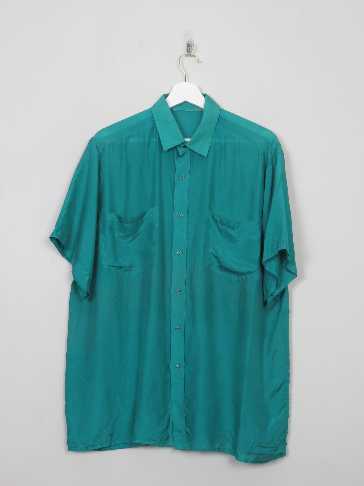 Men's Vintage Green Silk Shirt L
