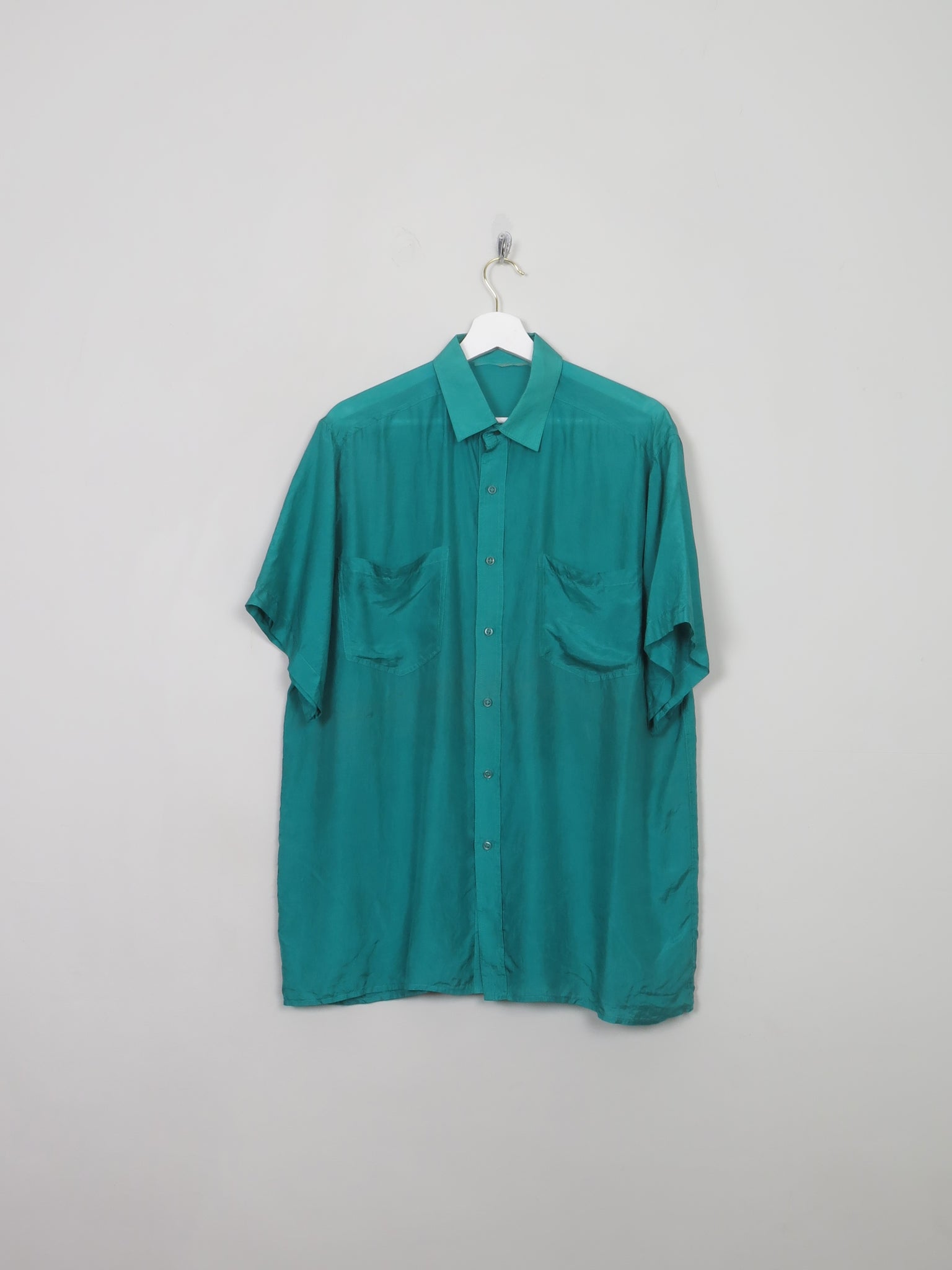 Men's Vintage Green Silk Shirt L
