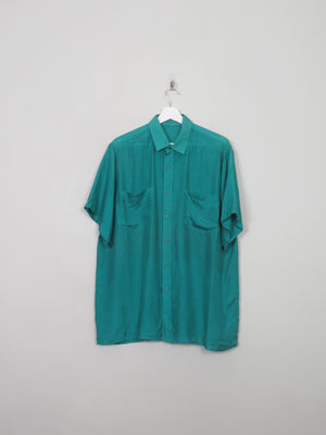 Men's Vintage Green Silk Shirt L