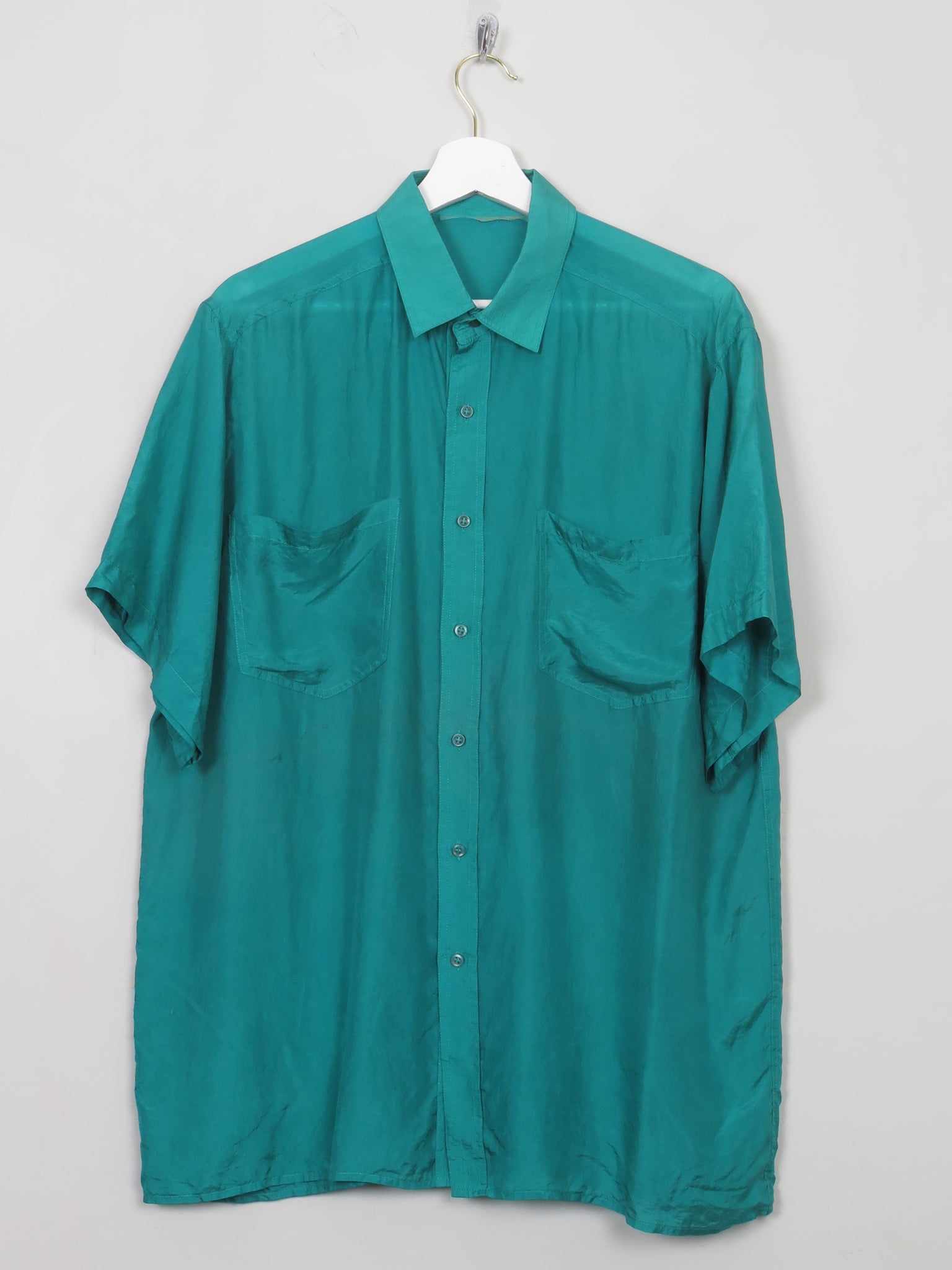 Men's Vintage Green Silk Shirt L
