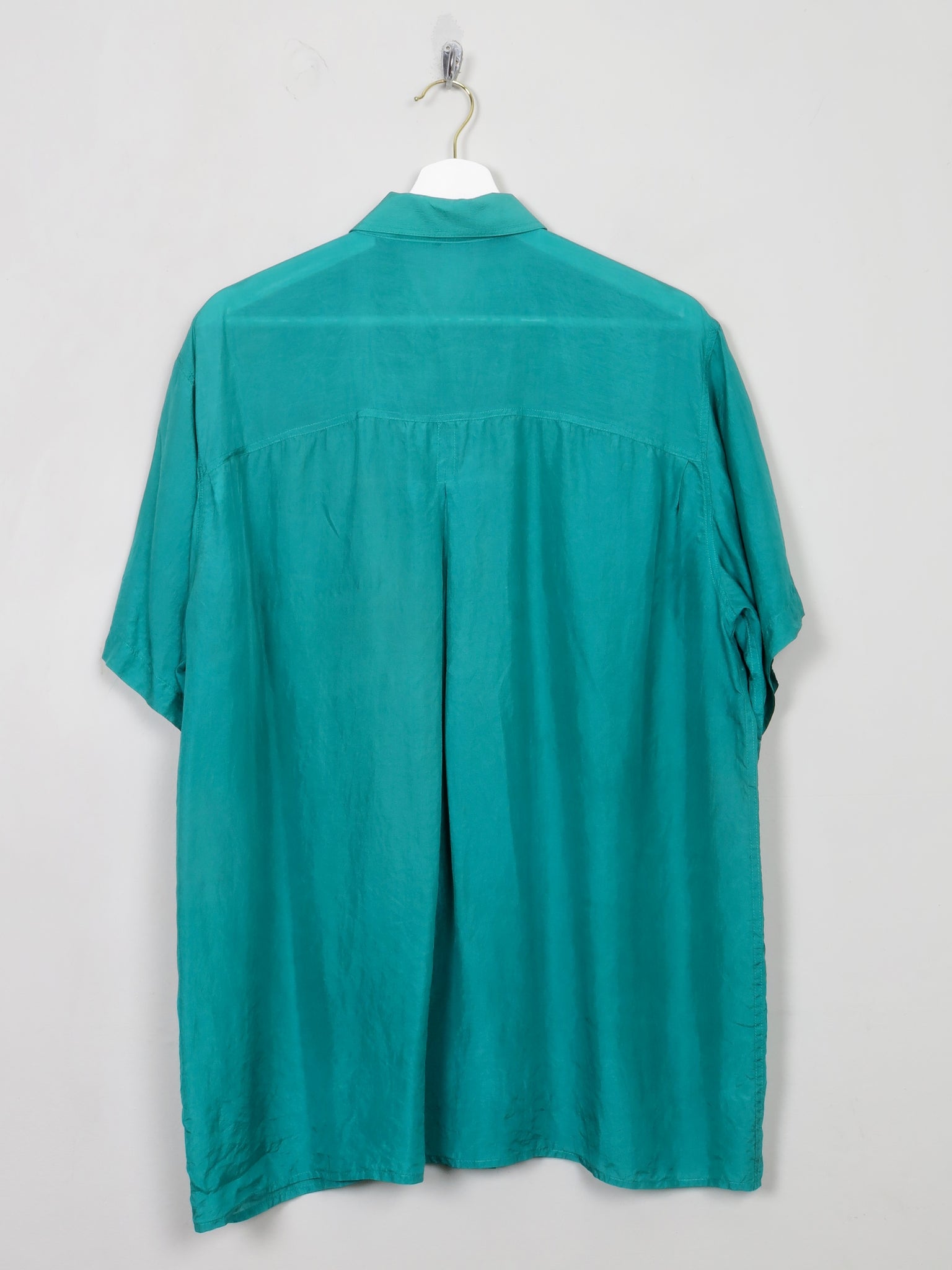 Men's Vintage Green Silk Shirt L