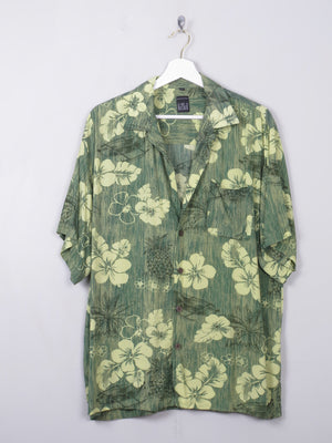 Men's Vintage Green Hawaiian Shirt M - The Harlequin