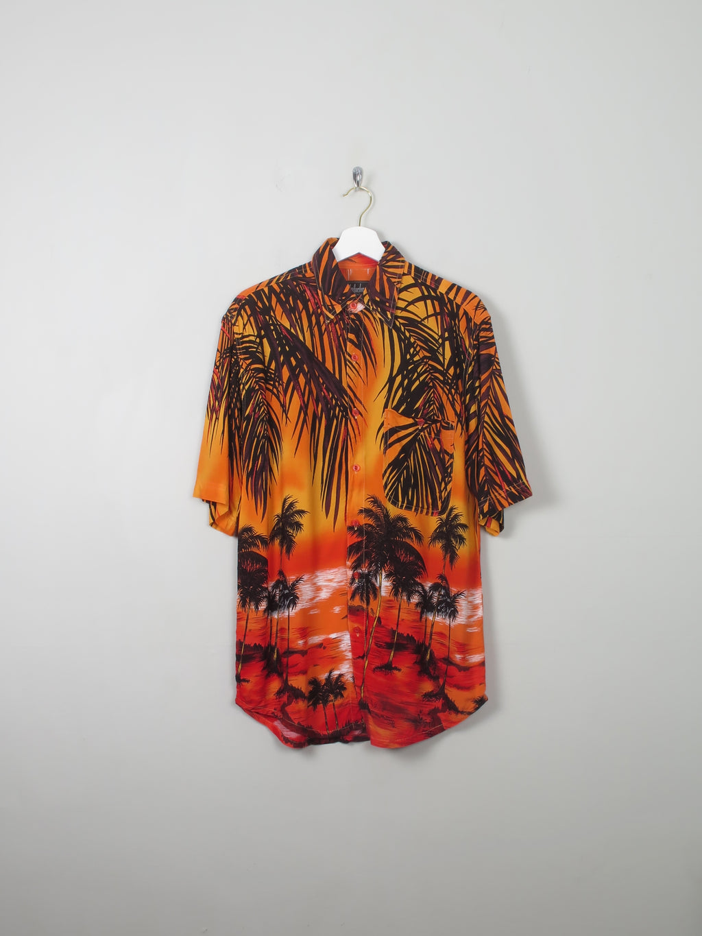 Men's Orange  Vintage Hawaiian Shirt M/L - The Harlequin