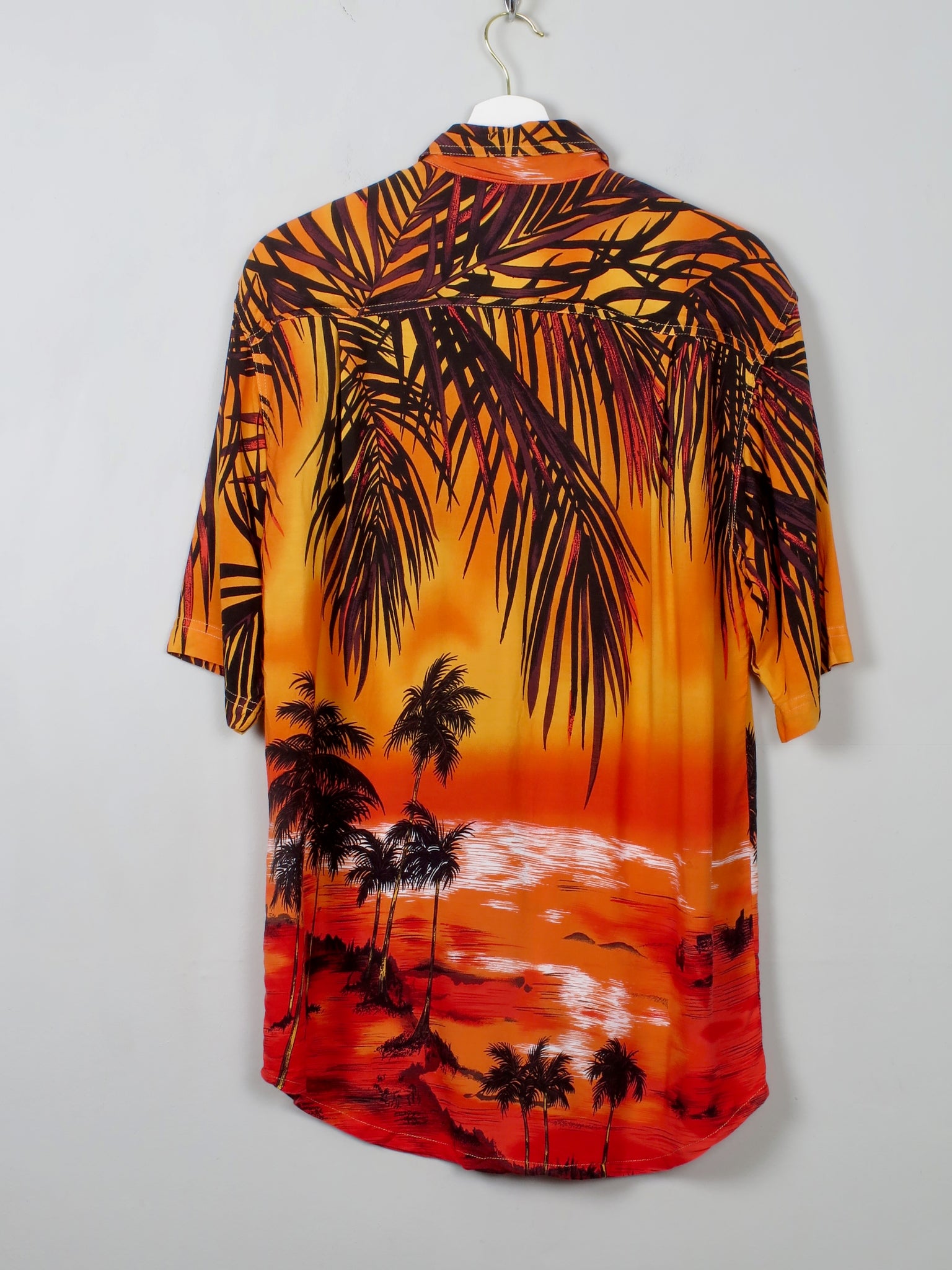 Men's Orange  Vintage Hawaiian Shirt M/L - The Harlequin