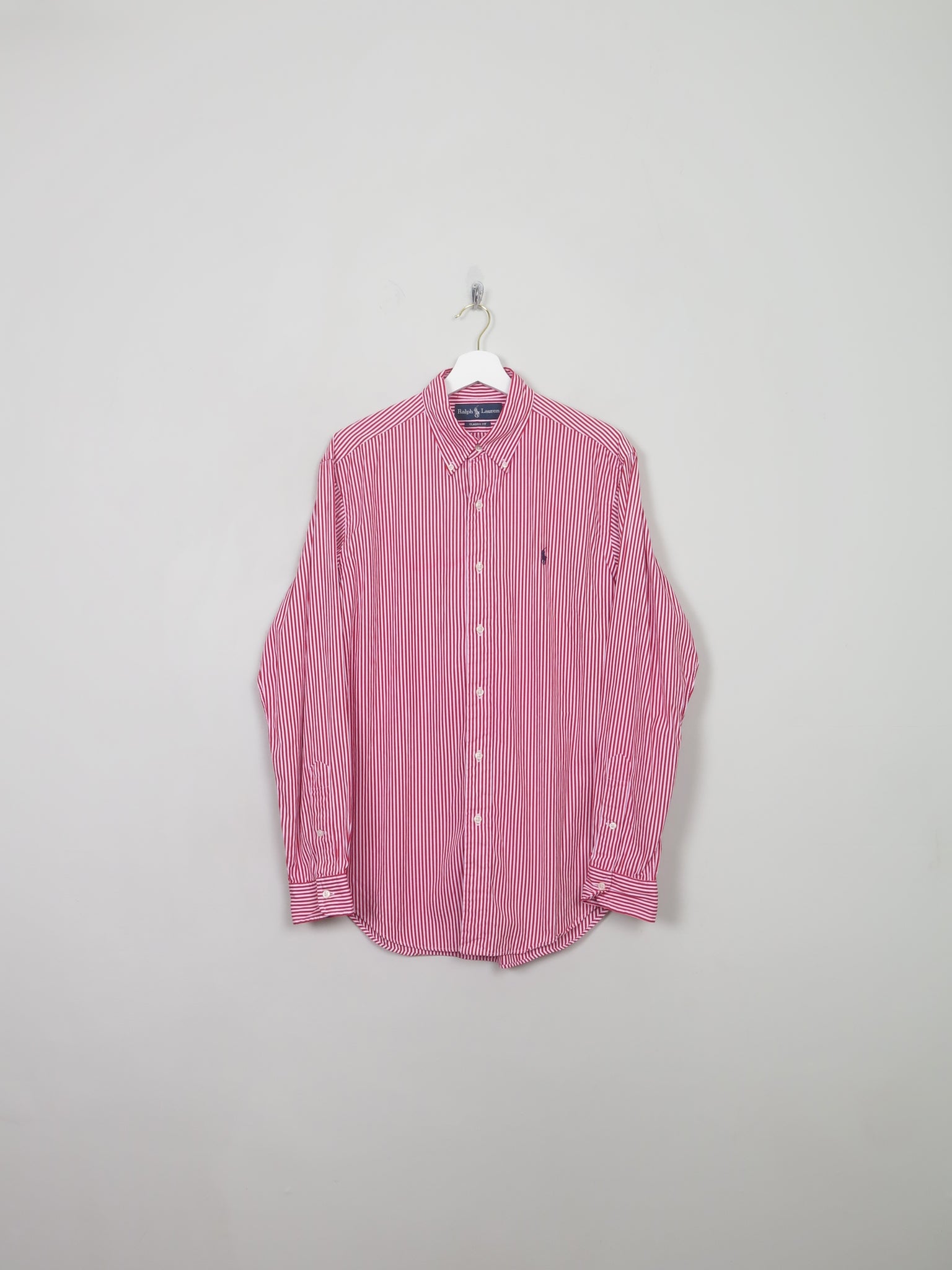 Men's Vintage Ralph Lauren Red Striped Shirt M