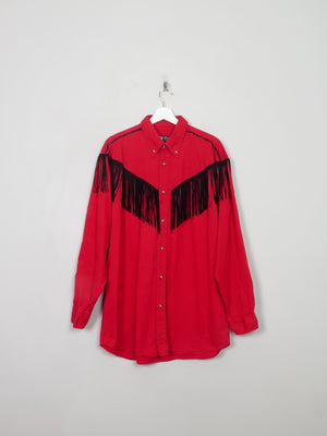 Men's Vintage Red Tasselled Cowboy Shirt L/XL