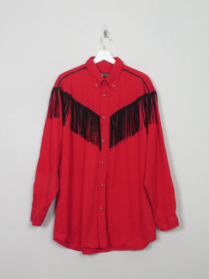 Men's Vintage Red Tasselled Cowboy Shirt L/XL