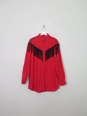 Men's Vintage Red Tasselled Cowboy Shirt L/XL