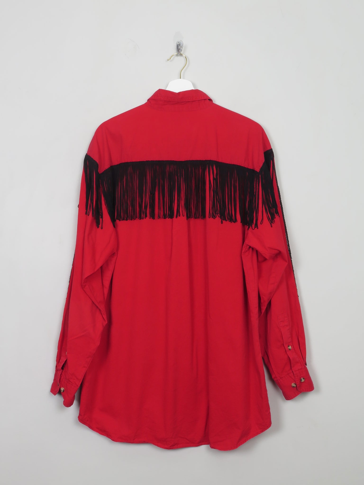 Men's Vintage Red Tasselled Cowboy Shirt L/XL