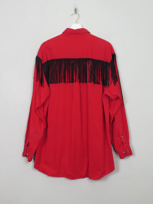 Men's Vintage Red Tasselled Cowboy Shirt L/XL