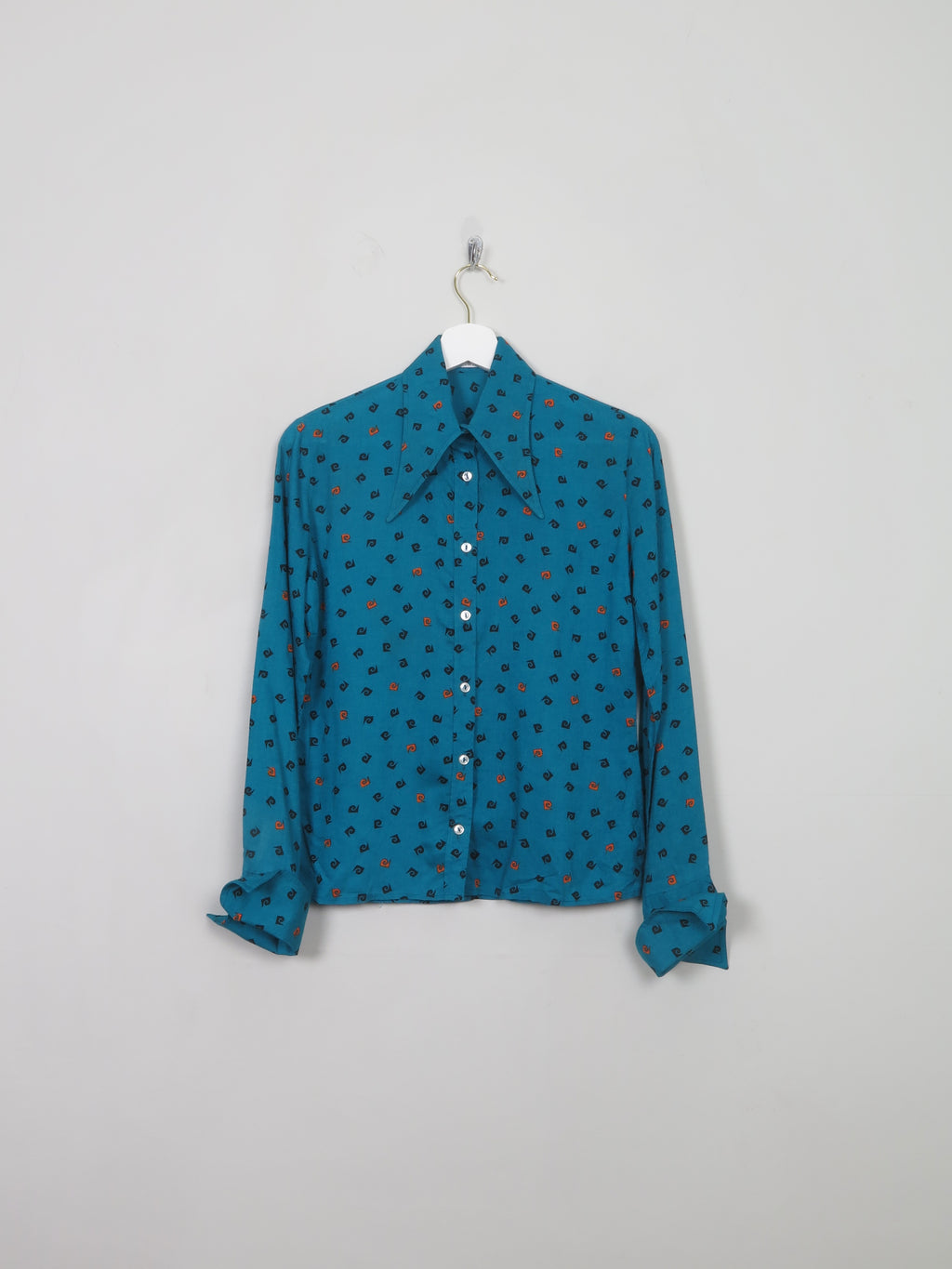 Women's Vintage 70s Green Pierre Cardin Monogram Blouse XS/S