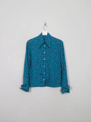 Women's Vintage 70s Green Pierre Cardin Monogram Blouse XS/S