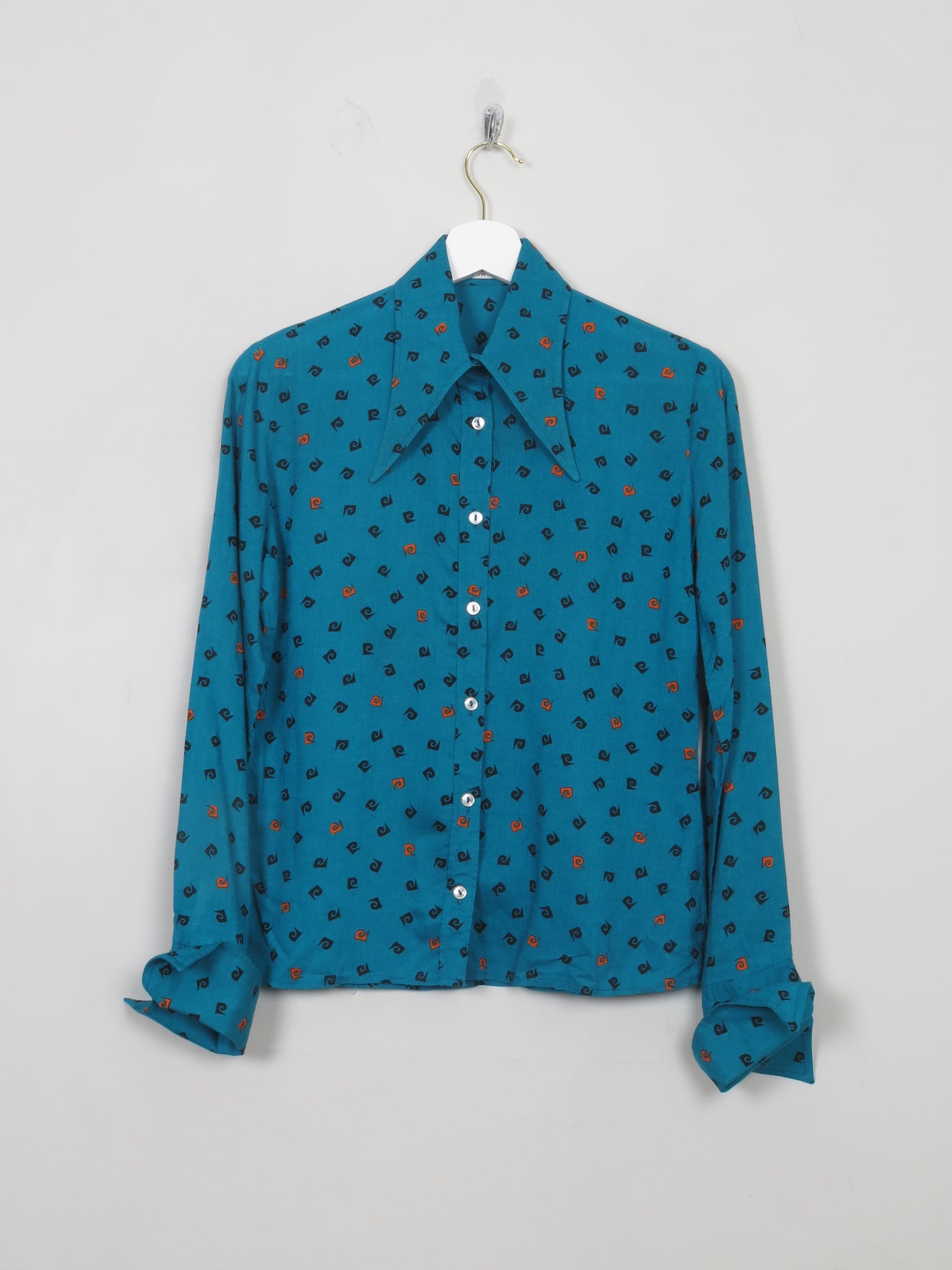 Women's Vintage 70s Green Pierre Cardin Monogram Blouse XS/S