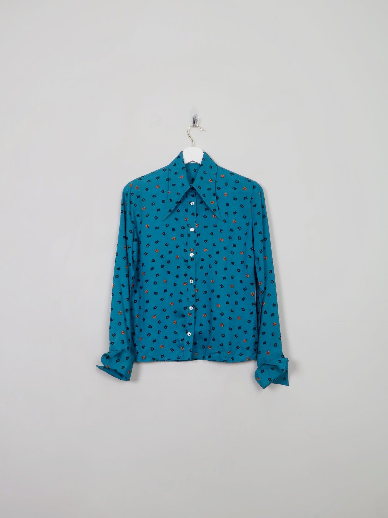 Women's Vintage 70s Green Pierre Cardin Monogram Blouse XS/S