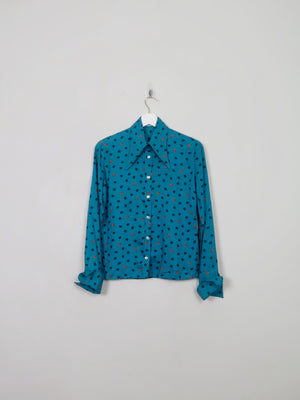 Women's Vintage 70s Green Pierre Cardin Monogram Blouse XS/S