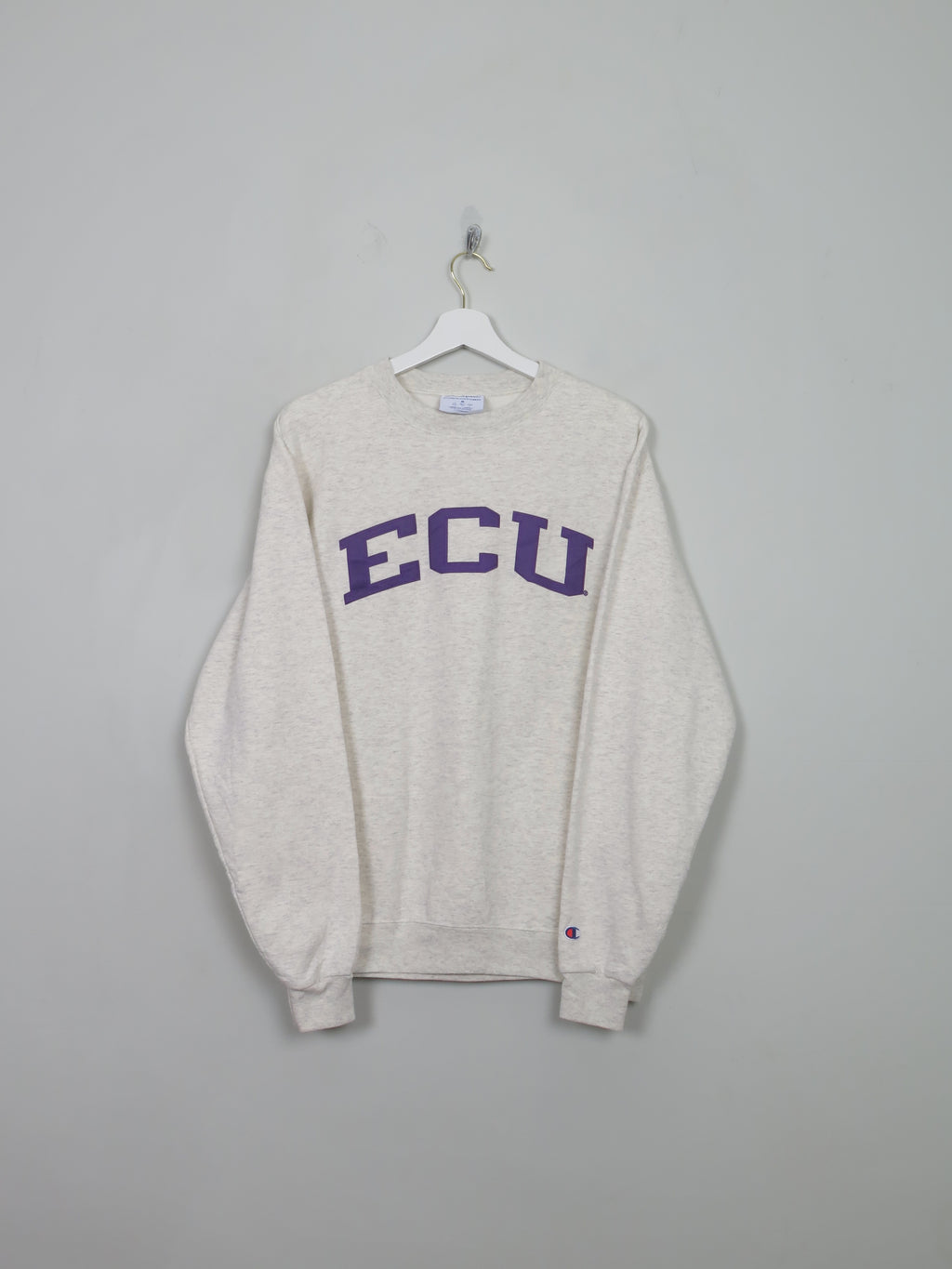 Men's Vintage Cream/Grey Marl Champion Sweatshirt M