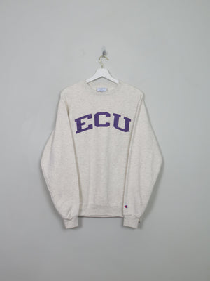 Men's Vintage Cream/Grey Marl Champion Sweatshirt M