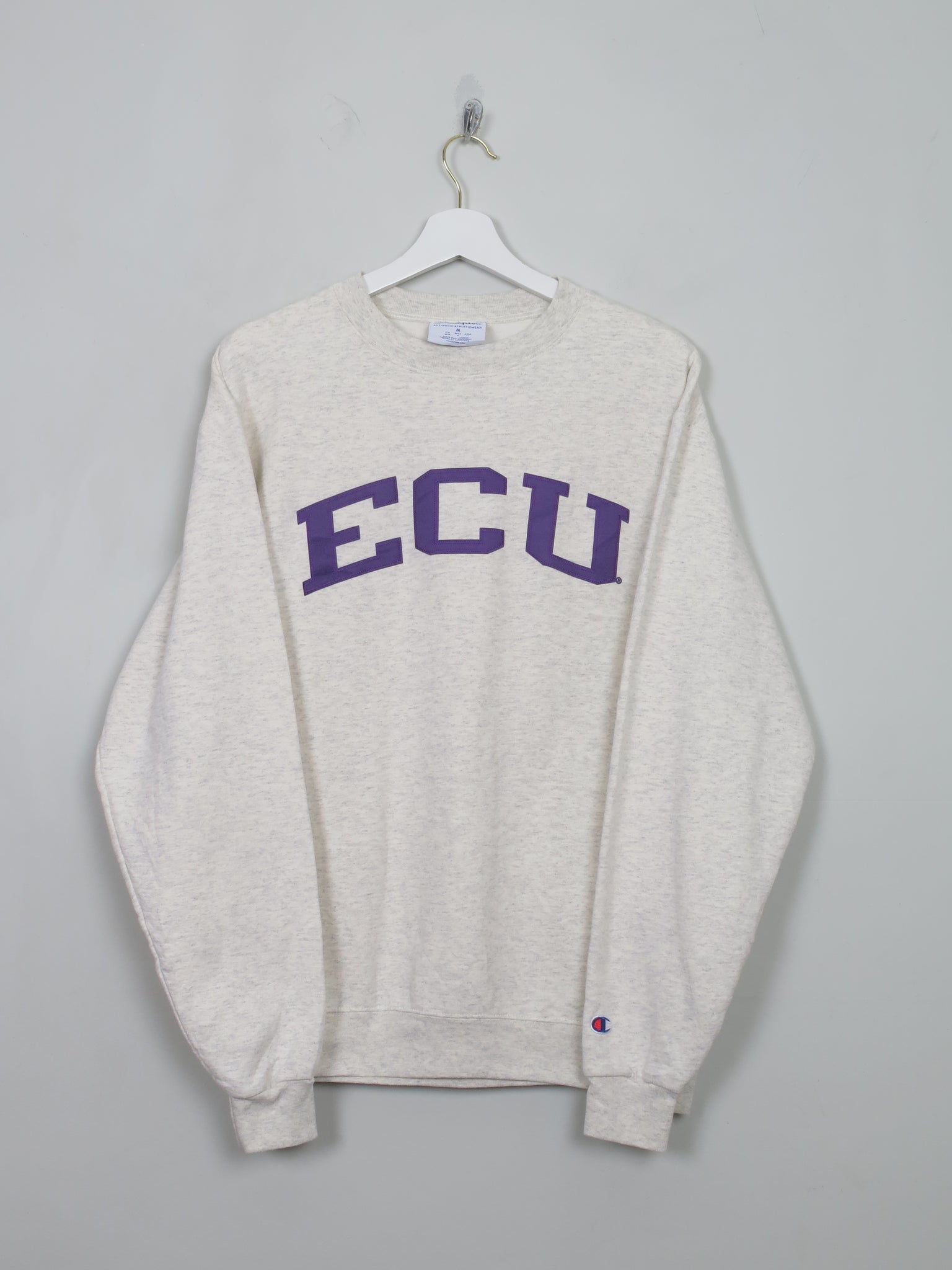 Men's Vintage Cream/Grey Marl Champion Sweatshirt M