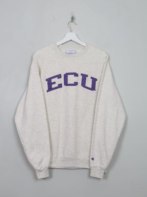 Men's Vintage Cream/Grey Marl Champion Sweatshirt M