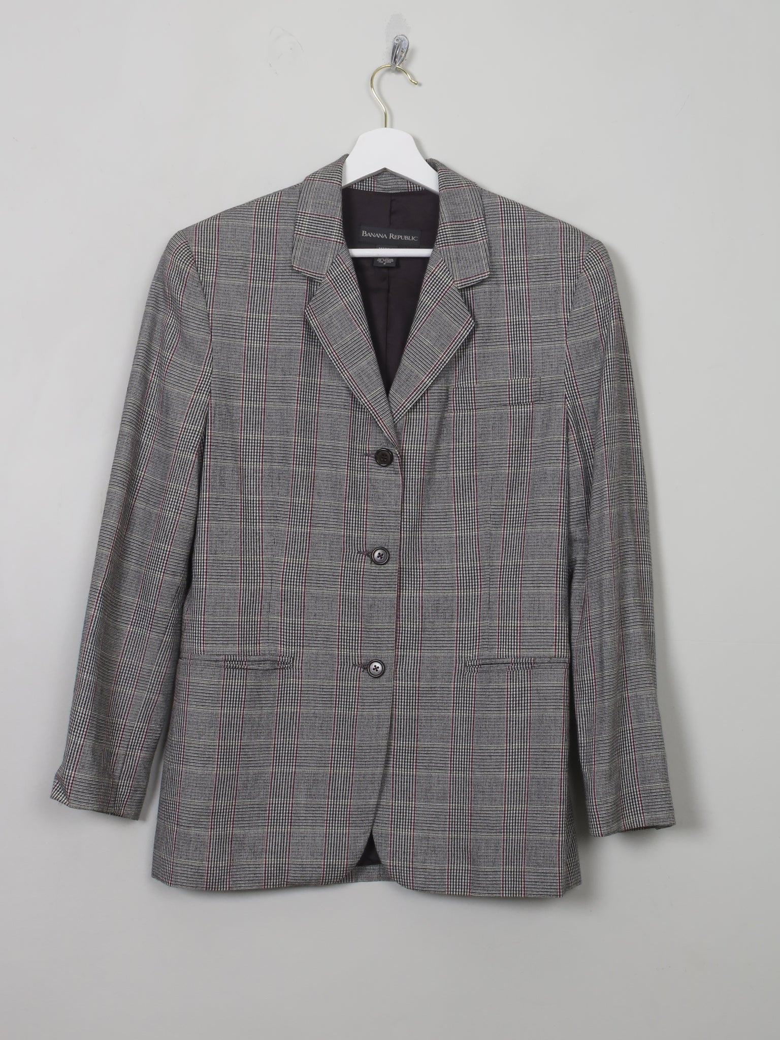 Women's Vintage Wool Check Banana Republic Jacket S - The Harlequin